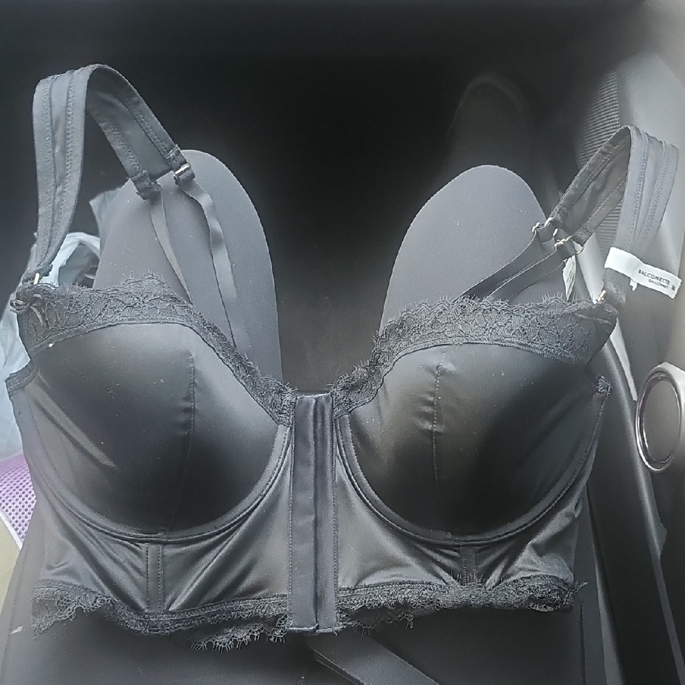 Black Lace Trim Balconet Bra
